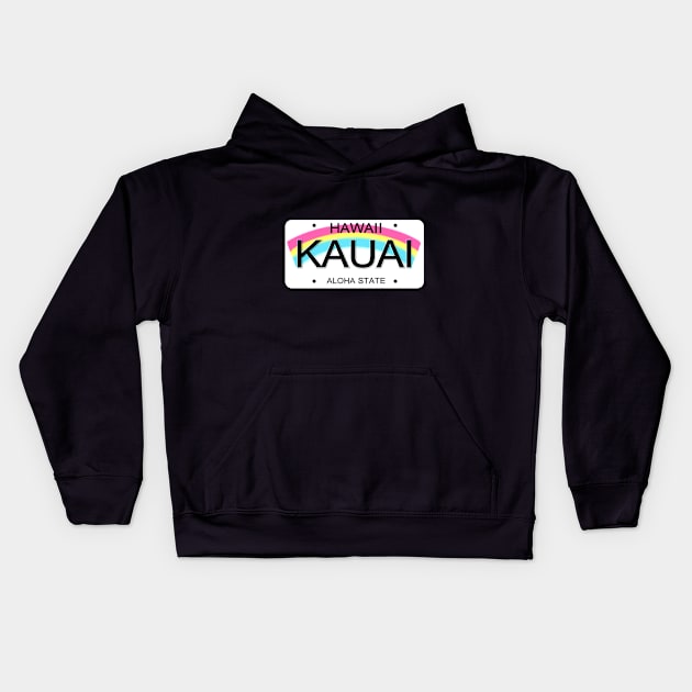 Kauai Hawaii License Plate Kids Hoodie by Mel's Designs